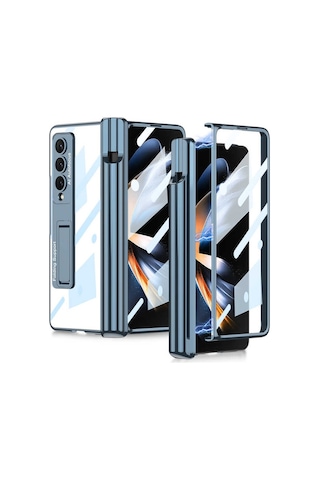 Samsung Galaxy Uyumlu Z Fold 4 Kılıf 360 Koruyuculu Standlı Kalem Bölmeli Kapak
