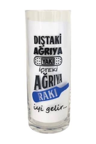 Ağrıya Rakı Yazılı Cam Rakı Bardağı 2 Adet Bardak Set