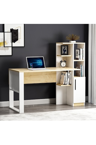 Tody Çalışma Masası - Beyaz / Meşe Beyaz / Meşe Beyaz - Meşe