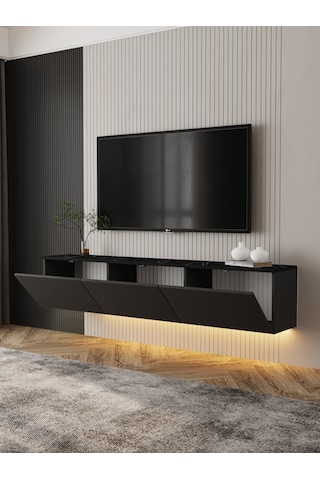 NEON IŞIKLI DUVARA MONTE TV ÜNİTESİ (antrasit)