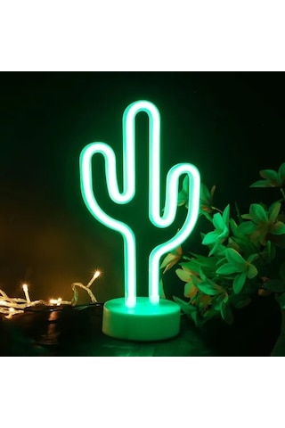 Askımo - Neon Işıklı Kaktüs Masa Gece Lambası Muhtelif