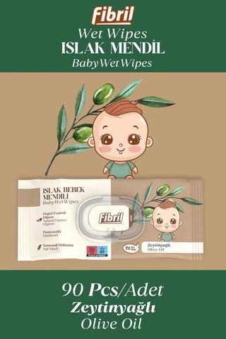Fibril Zeytinyağlı Islak Bebek Mendili 12x90lı Paket 1080 Yaprak
