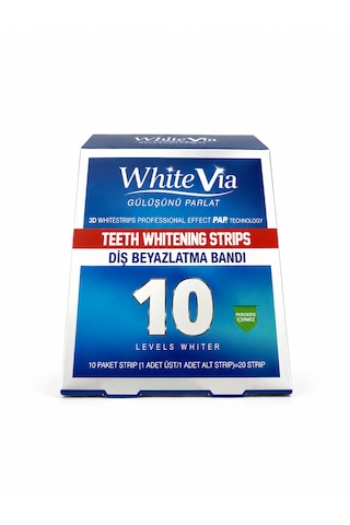 WhiteVia Pap Technology Diş Beyazlatma Bandı Şeffaf Peroksitsiz Diş Beyazlatıcı Bant 10 Paket 20 Strip