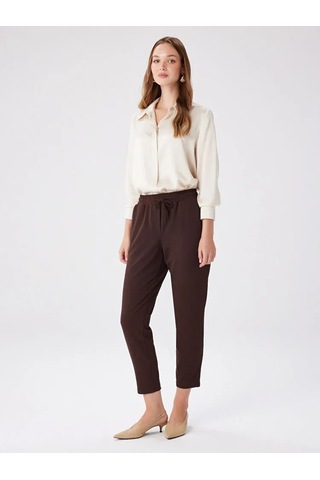 Faik Sönmez Comfort Fit Krep Örme Kadın Pantolon Bw27pnt002 Kahve