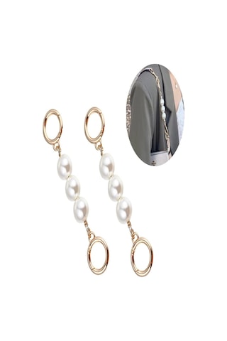 Emtory Home 2 Adet Gold Yaylı Klipsli İncili Çanta Askı Uzatıcı 15cm Altın