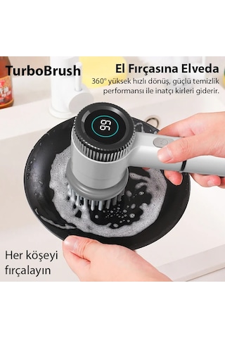 Turbobrush 5 Başlıklı Şarjlı Elektrikli Temizlik Fırçası Ipx7 Mh-hs7839-3524