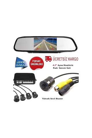 Kameralı Park Sensörü 4.3 '' Ayna Ekranlı Full Set