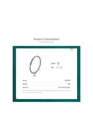 Modian 925 Ayar Gümüş Renkli Gökkuşağı Şanslı Vintage Zirkon Parmak Yüzük Kadınlar Için Köpüklü Cz Takı Hediye Bijoux 9 Gümüş