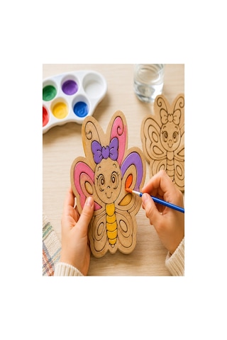 Ahşap Boyama Hayvanlar 10 Lu 1 Paket 10x15cm Set3 Ahşap Boyama 6 Renk Boya Resim Fırçası Etkinlik Çocuk Gelişim Motor