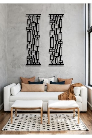 Geometrik 2 Li Metal Duvar Dekoru Seti 24x70
