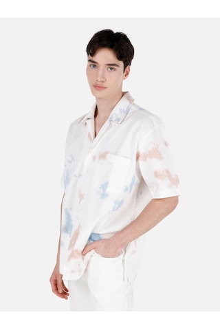 Colin's Colins Oversize Fit Shirt Neck Erkek Bej Kısa Kol Gömlek Cl1069575 Q1.v1 Dn43535 Denim