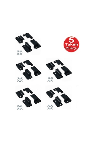 Siyah Pimapen Pencere Sineklik Montaj Aparatı Köşe Kenar Bağlama Pabucu 5 Takım Set 10x20 Profillere Uygun