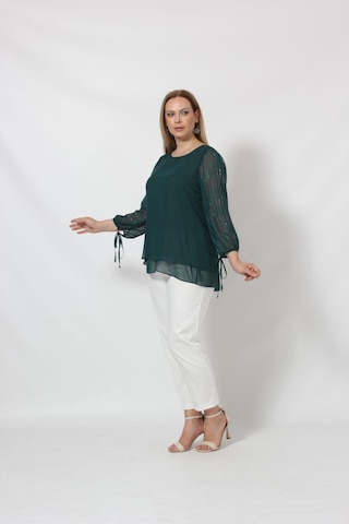 Moda Berray 3243 Kolu Taş Baskılı Şık Bluz Petrol 001
