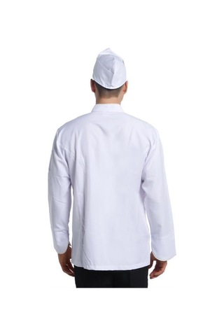 Aşçı Ceketi Beyaz Uzun Kol Altın Biyeli T Model