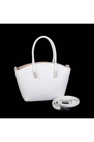 Nas Bag Kadın Mini Sepet Çanta El Ve Çapraz Çanta Beyaz Golf 20x18cm Beyaz