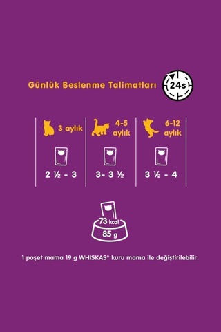 Whiskas Pouch Güveç Eti Çeşitli Yavru Kedi Konservesi 85gr 4 Lü Paket X 4 Adet