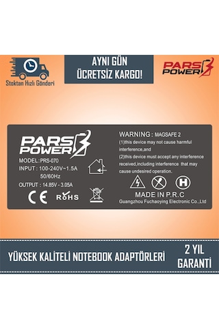 Apple Uyumlu MacBook Air 11" A1465 Early 2015 Adaptör Şarj Aleti-Cihazı-Pars Power
