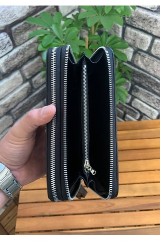 Guard Siyah Hakiki Deri Çift Fermuarlı El Çantası - Grd250816wt1371 Siyah