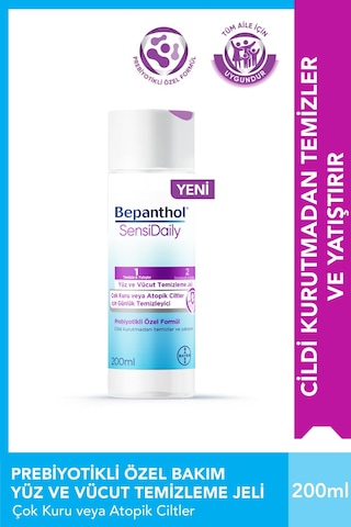 Bepanthol Sensidaily Yüz Ve Vücut Temizleme Jeli 200ml - Sensiwash Çok Kuru Atopik Ciltler, Günlük Vücut Bakım