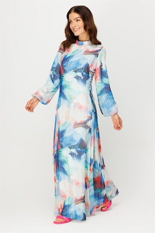 Emprime Şifon Yandan Bağlamalı Elbise Mavi-mavi Mavi