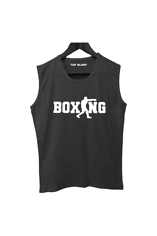 Top Glory Boxingpunch Kolsuz Sporcu T-shirt Tank Top Sporcu Fitness Atlet Siyah