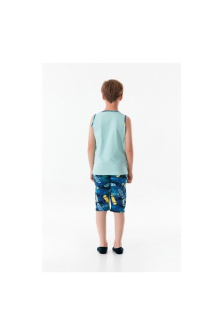 Fullamoda Baskılı Bisiklet Yaka Erkek Çocuk Pijama Takımı 24mıcg631212230-mavi 24MICG631212230-Mavi