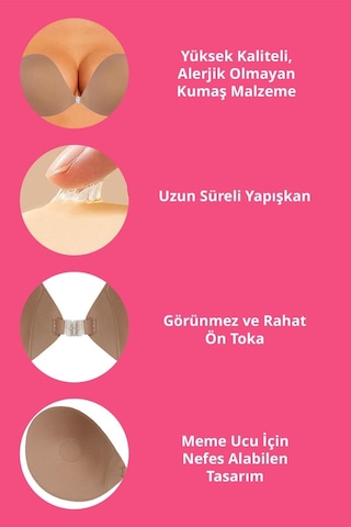 Cottonhill Ten Askısız Straplez Göğüs Dikleştirici Yapışkan Damla Sütyen Ten