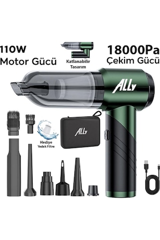 ALLY ST-6670PLUS 18000pa Güçlü Portatif 3 Kademeli Tasinabilir Vakumlu Kablosuz Üflemeli Mini Araç Süpürgesi