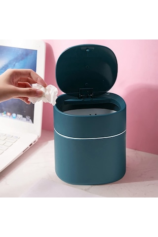 Pazly--mini Çöp Kutusu Masaüstü Çöp Kutusu, Basılarak Açılan Kapaklı Küçük Masa Üstü Kutusu Ev Için Zarif Yuvarlak Köşe Kağıt Kutusu