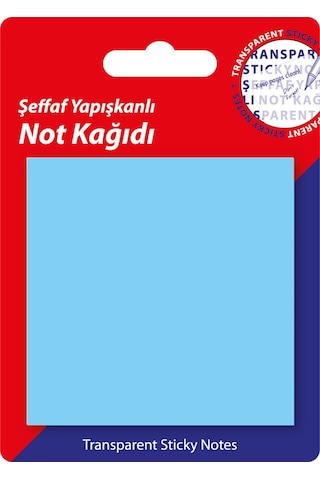 Şeffaf Post-it Yapışkanlı Not Kağıdı MAVİ 76x76 Mm. 50 Yaprak