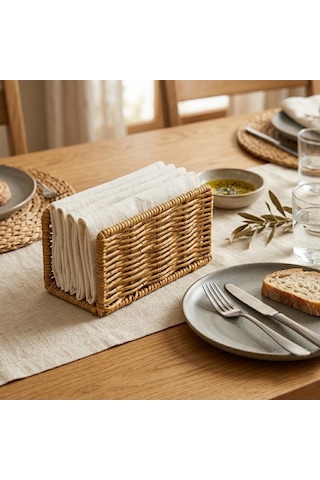 Lexroo Deinhaus Hasır Örgü Peçetelik, Doğal Renk, Rattan, 14x5x8 Cm, Rustik Stil, Yemek Masası İçin Çok Renkli
