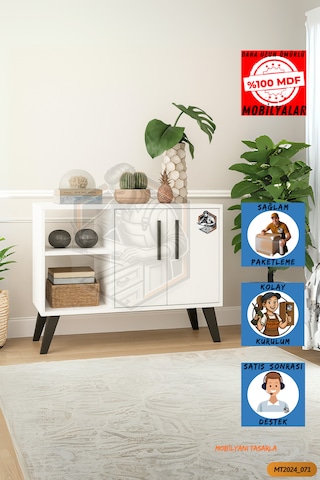 Tamamı Mdf Pelin 2 Kapaklı Çok Amaçlı Konsol Salon/yemek Odası...