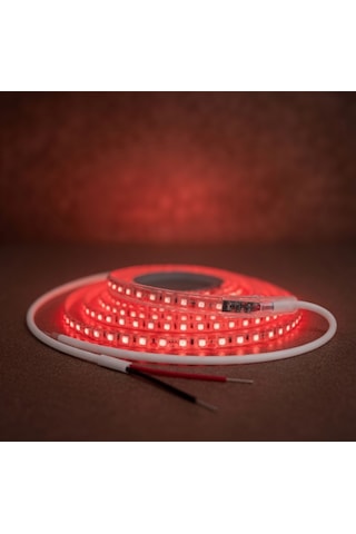 220v 120 Led Dış Mekan Şerit Led Kırmızı Işık Arkası Yapışkanlı Suya Dayanıklı Dekoratif Aydınlatma 5 metre