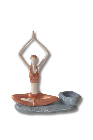 Yogacı Kız Polyester Çubuk Tütsülük Ve Tealight Mumluk Bakır 0