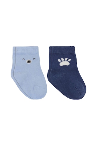 Bistyle Bear Penye Soket Çorap 2'li Bs10116 Mavi Mavi