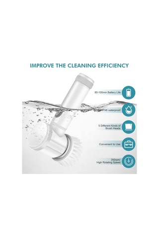 Elektrikli Sıkma Fırçası Elektrikli Temizleme Fırçası 5 Değiştirilebilir Fırça Başlığına Sahip Kablosuz Basınçlı Yıkayıcı El Tipi Duş Fırçası