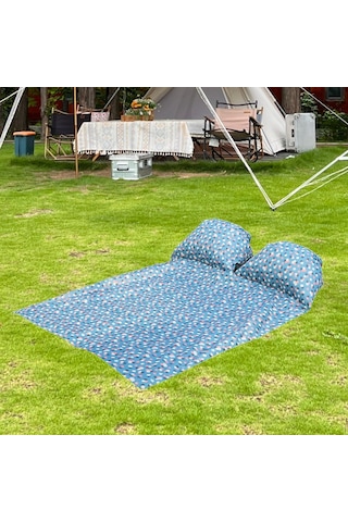 Homyl Baş Destekli Piknik Örtüsü Çim Yürüyüşü İçin Mavi 145x210cm Mavi
