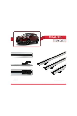 Nissan Qashqai 2010-2014 Arası İle Uyumlu Basic Model Ara Atkı Tavan Barı Gri 3 Adet
