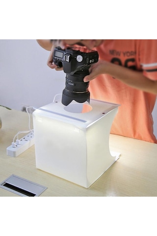 Triline 40 x 40 CM Profesyonel Stüdyo Led Işıklı Çift Sıra Ürün Fotoğraf Çekim Çadırı