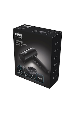 Braun Brhd225e Hd2.2 Iontec 2 Başlıklı 2200w Difüzörlü Siyah Saç Kurutma Makinesi