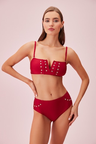 Suwen Bianca V Yaka Boncuk Detaylı Bandeu Bikini Üst Sb25785020d020 Bordo