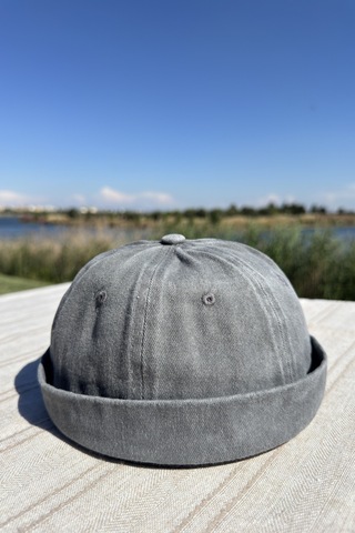 Mollycrush Siperliksiz Docker Şapka Vintage Retro Giyim Gri Erkek Yıkamalı Gri
