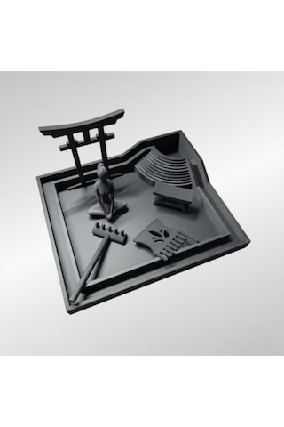 Zen Bahçesi Maketi Kum, Taş Ve Çiçek Hariç 3d Yazıcı Baskı