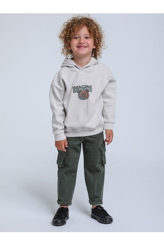 Jack Lions Erkek Bebek Kapüşonlu Ayıcık Baskılı Sweatshirt-14253 Gri
