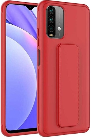 Xiaomi Redmi Note 10 Kılıf Zore Qstand Kapak Kırmızı