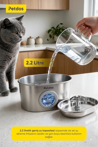Aqua One Otomatik 2.2 L Kedi Köpek Su Pınarı Su Çeşmesi Ultra Sessiz Pd-s100