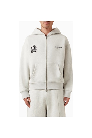 About Blank Dual Logo Zip Hoodie Heavyweight Loopback Erkek Hoodie Gri