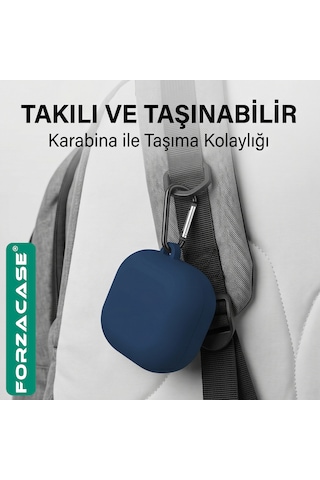 Forzacase Samsung Galaxy Buds 4 / 4 Pro İle Uyumlu Anahtar Askılıklı Bluetooth Kulaklık Kılıfı - Fc1216 Mat Siyah