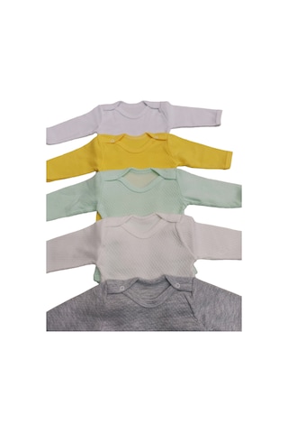 Özdemirli Bebe Uzun Kollu Çıtçıtlı Badi Bisiklet Yaka Body Zıbın (5li Paket)