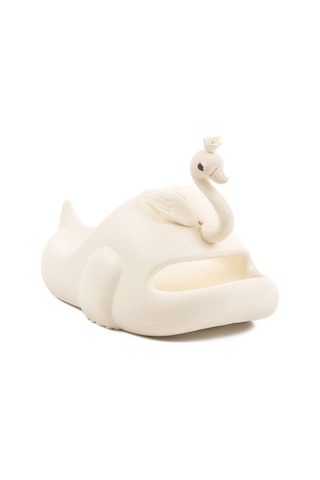 Beyaz Hafif Eva Kuğulu Kız Çocuk Terlik Kuğu P-f Beyaz